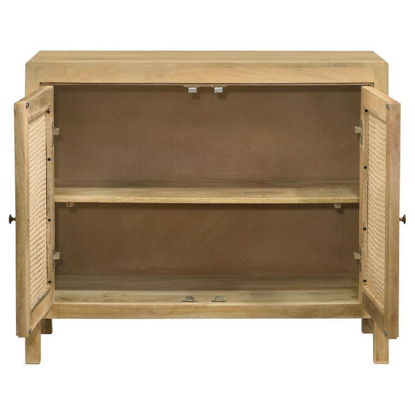 Zamora - 2-Door Wood Accent Cabinet With Woven Cane - Natural