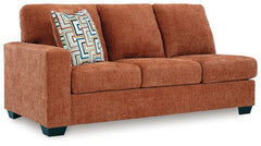 This left-arm facing sofa is made with polyester upholstery. Pairs with other items in the series to make a sectional.<br><br><b>Additional Dimensions</b><br><ul><li>Arm height: 25-"</li><li>Seat depth: 21-"</li><li>Seat height: 20-"</li><li>Top of cushio