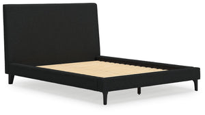 Cadmori - Black - Queen Upholstered Bed With Roll Slats
