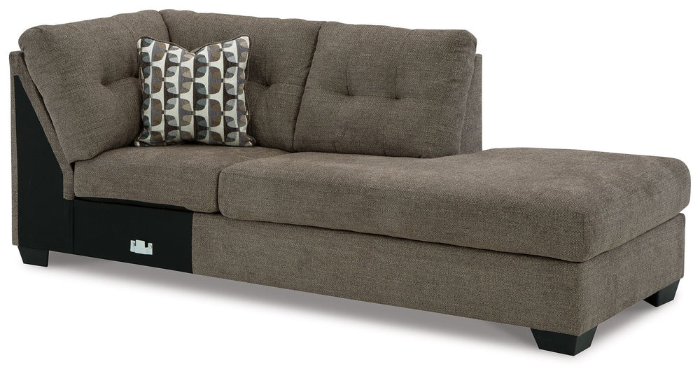 This right-arm facing corner chaise is made with polyester upholstery. Pairs with other items in the series to make a sectional.<br><br><b>Additional Dimensions</b><br><ul><li>Arm height: 25-"</li><li>Seat depth: 74-"</li><li>Seat height: 20-"</li><li>Top