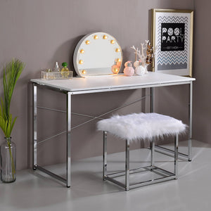 Tennos - Writing Desk - White & Chrome Finish