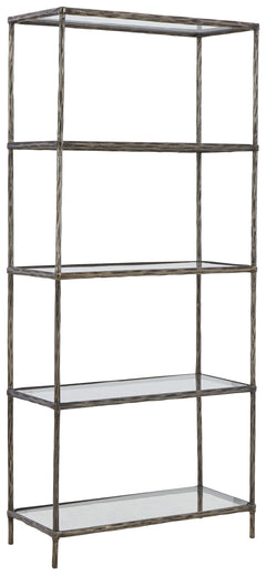 Classic in design with a dash of textural appeal, this bookcase provides endless possibilities for displaying your decor. Five shelves offer the perfect perch for potted plants, books or your favorite framed artwork. The frame-'s antiqued pewter-tone fini