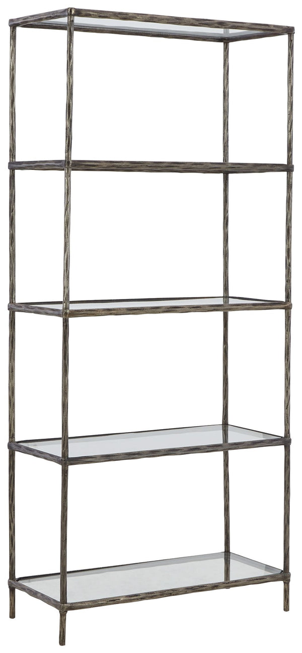 Classic in design with a dash of textural appeal, this bookcase provides endless possibilities for displaying your decor. Five shelves offer the perfect perch for potted plants, books or your favorite framed artwork. The frame-'s antiqued pewter-tone fini
