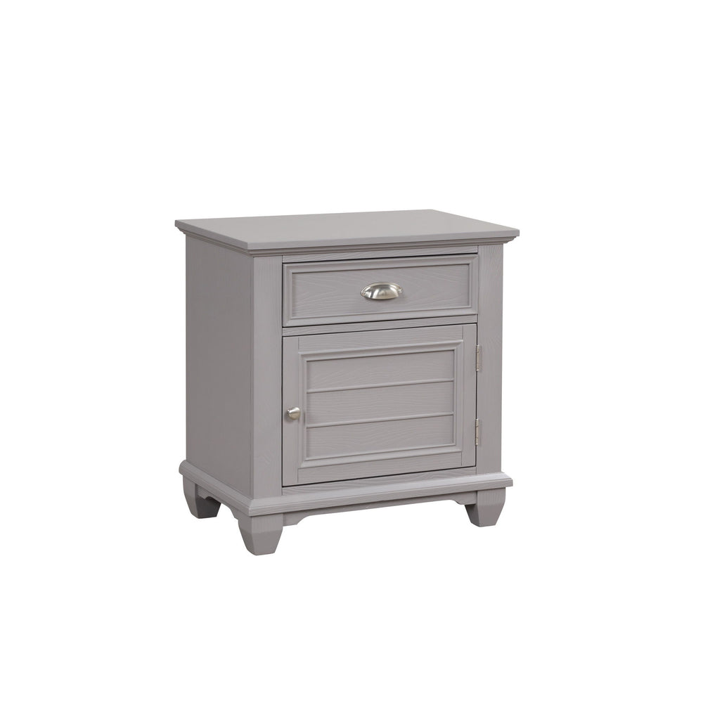 The Jamestown Wood Nightstand in Gray is a stylish and functional addition to your bedroom, offering the perfect blend of modern transitional design and practical storage solutions. This nightstand, expertly crafted from solid Acacia, premium manufactured