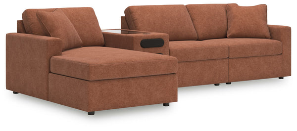 Looking cool and contemporary is great. But when it comes down to it, youâ€™re all about low-maintenance lounging. With the performance fabric on this sectional with chaise, cleaning spills is a breeze. Its customizable modular design caters to your ever-