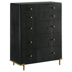 Enhance storage and style in your bedroom with a modern five-drawer chest. Impeccably designed, it features a classic silhouette complete with rounded corners that create a softened effect perfect for a soothing space. The chest offers five drawers for ea