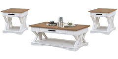 Destined to be the heart of any conversation area, the Americana Modern Cocktail Table is a must-have. Crafted in a soft Cotton white finish, it features a contrasting wood-grain top in Weathered Natural. A lower open area is perfect for storage and displ