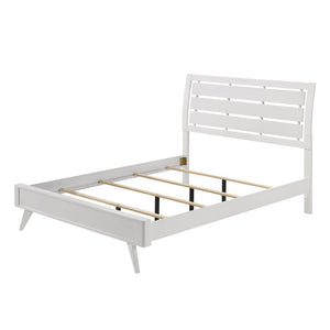 Minimalist and modern, the Cerys offers sleek clean lines for a contemporary take. The low-profile bed features a slatted headboard that makes the bed appear airy. Tying in the whole collection are the squared wooden tapered legs providing a stylish visua