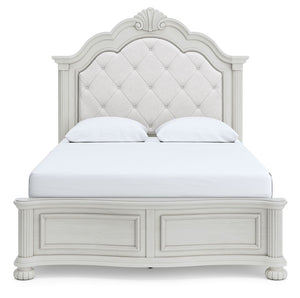 Montelaine - Antique White - Queen Upholstered Panel Bed