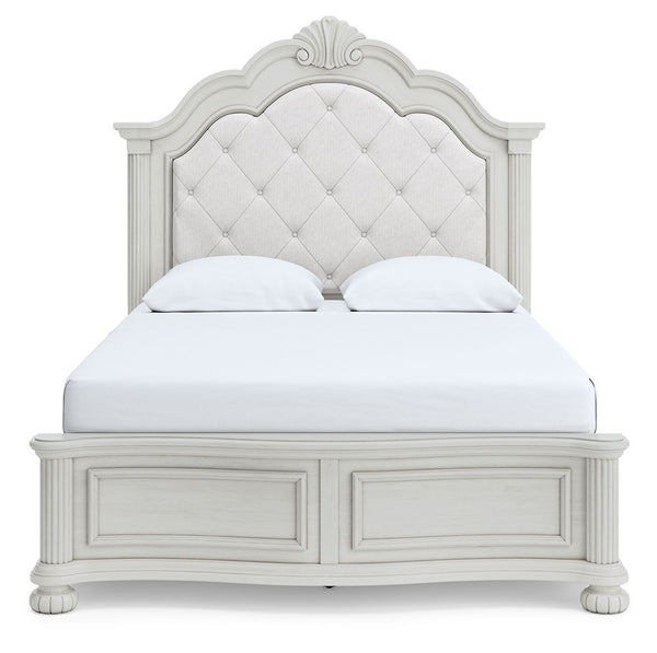 Montelaine - Antique White - Queen Upholstered Panel Bed