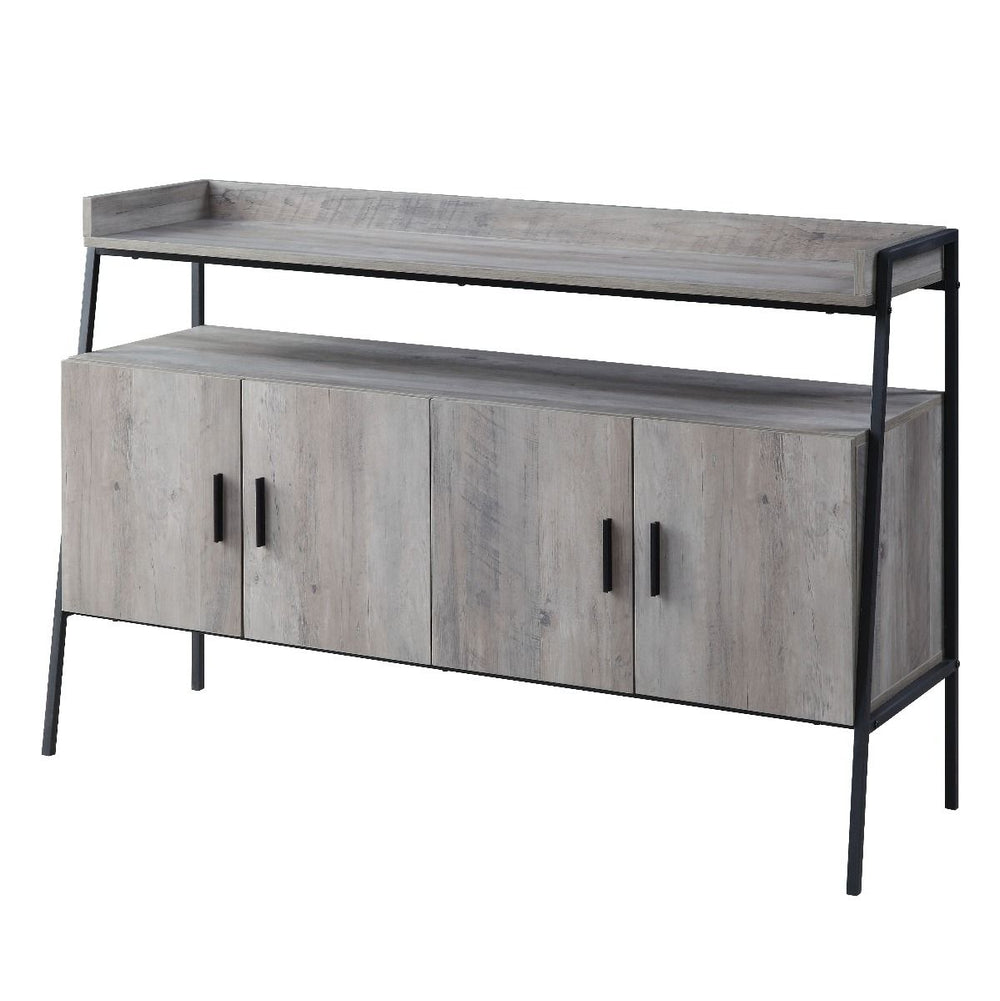 Metal Frame, Max TV Size Recommanded: 50-"<br/><br/><b>Product Features</b><ul><li>Metal Frameâ€§Max TV Size Recommanded: 50-"</li><li>Case: 1Pc/1Ctn</li><li>Finish: Gray Oak & Black Finish</li><li>Style: Industrial</li><li>Materials: Composite Wood, Meta