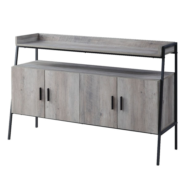 Metal Frame, Max TV Size Recommanded: 50-"<br/><br/><b>Product Features</b><ul><li>Metal Frameâ€§Max TV Size Recommanded: 50-"</li><li>Case: 1Pc/1Ctn</li><li>Finish: Gray Oak & Black Finish</li><li>Style: Industrial</li><li>Materials: Composite Wood, Meta
