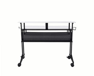  this Suitor Music Recording Studio Desk offers style without sacrificing function. The shelves are intended to make your working space neat and organized and also keep the monitor at an eye-level for comfortable viewing.