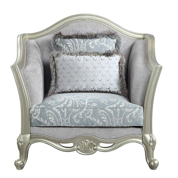  this Qunsia sofa makes a gracious statement in a comforting light gray linen upholstery fabric. Delicate curves invite the eye