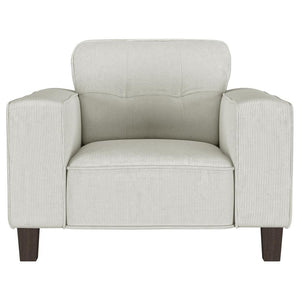  it features a solid stance complete with wide track arms and plush cushions. Its soft upholstery is appealingly neutral