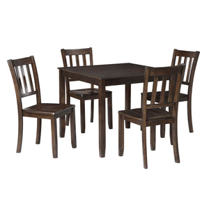 The Stellan 5 Piece Wood Dining Set in Black Cherry combines durability and style, making it an excellent choice for any home. This set includes a sturdy 36" x 36" dining table and four chairs, all crafted from solid Acacia, solid Rubberwood, and engineer
