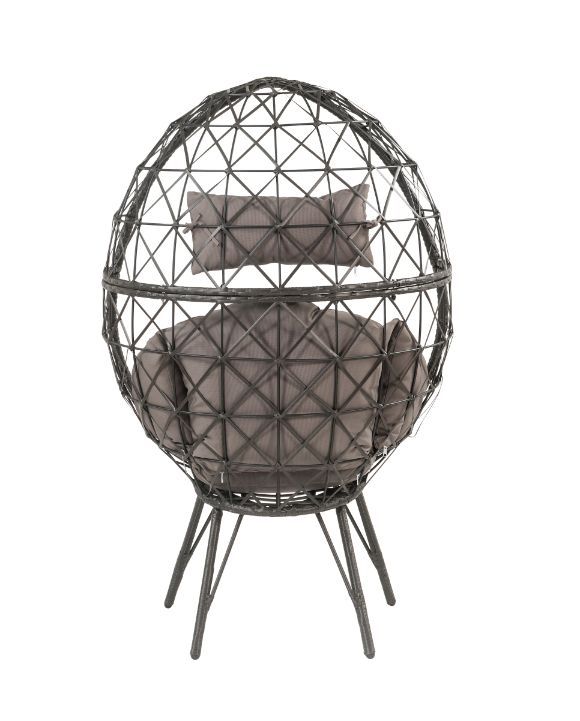  the chair features a teardrop-shaped frame with a geometric weave design for an increased sense of space. Muted grey finish perfectly comple