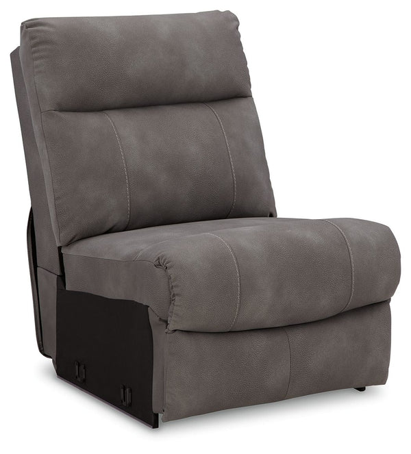 This armless chair is made with Next-Gen Durapella (polyester/polyurethane) upholstery. Pairs with other items in the series to make a modular sectional.<br><br><b>Additional Dimensions</b><br><ul><li>Seat height: 22-"</li><li>Top of cushion to top of bac