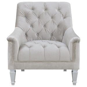 Avonlea - Velvet Upholstered Sloped Arm Chair - Pearl Silver