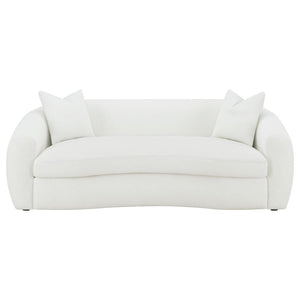  contoured silhouette and elegantly sloped armrests. Matching accent pillows with premium faux down fill offer extra 