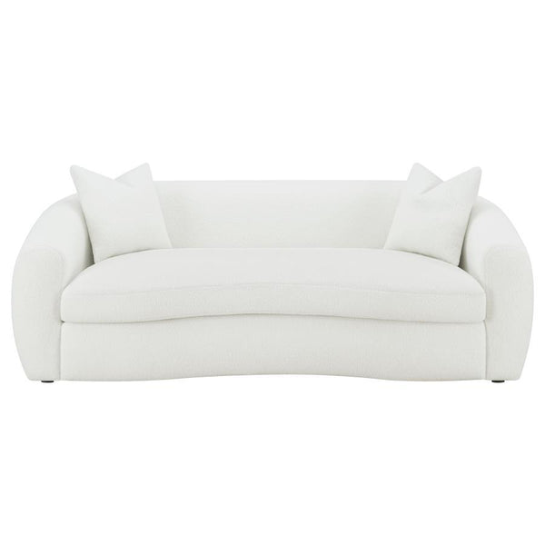  contoured silhouette and elegantly sloped armrests. Matching accent pillows with premium faux down fill offer extra 