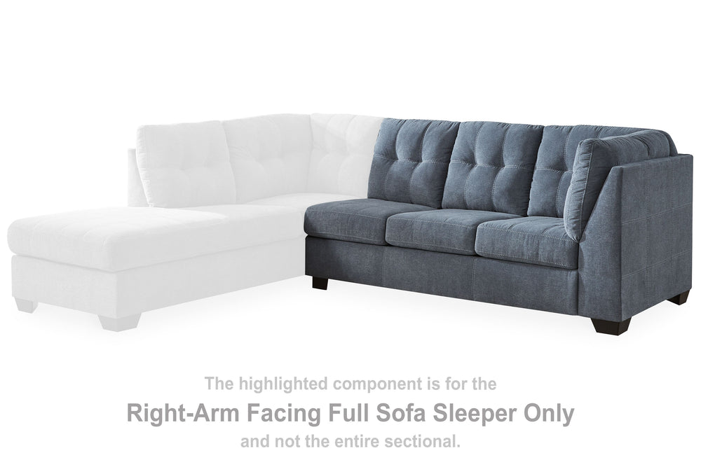This right-arm facing full sofa sleeper is made with polyester upholstery. Pairs with other items in the series to make a sectional.<br><br><b>Additional Dimensions</b><br><ul><li>Arm height: 38-"</li><li>Seat depth: 23-"</li><li>Seat height: 20-"</li><li