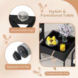 Premium hand-woven PE rattan for lasting outdoor charm<br>Soft seat cushions provide a cozy seating experience<br>Curved backrest and armrests for ergonomic support<br>Removable zippered covers for easy cleaning and maintenance<br>Stylish coffee table kee