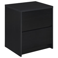 Modernize your bedside with this functional nightstand, featuring a wood-inspired finish. It includes two spacious drawers for ample storage and an integrated dual USB charging outlet with USB-A and USB-C ports for fast and convenient device charging. A m