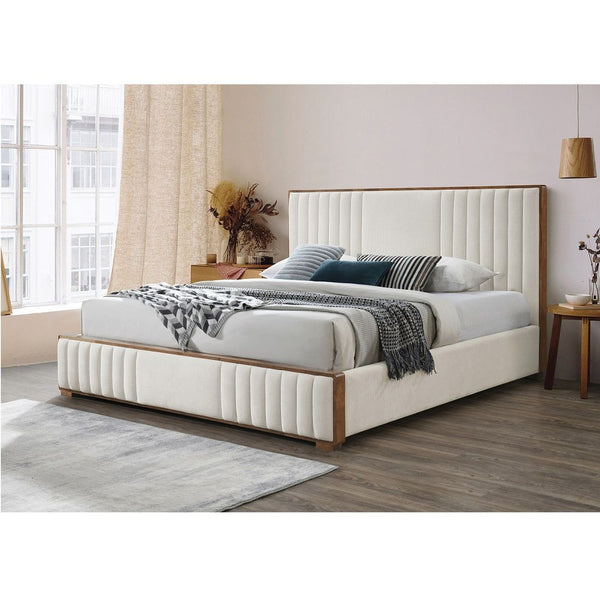 Kaleea - Eastern King Bed - Beige & Walnut