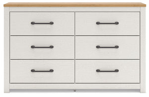 Linnocreek - White / Warm Brown - Six Drawer Dresser