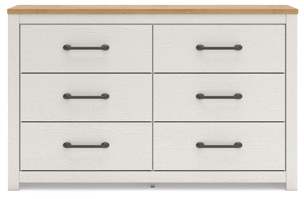 Linnocreek - White / Warm Brown - Six Drawer Dresser
