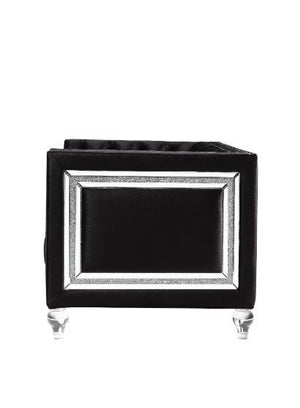  look no further. The Heibero collection is ideal for that. Featuring timeless button tufting and the more modernized fine details such as the mirrored trim accents. The burgundy velvet upholstery is an eye-catche