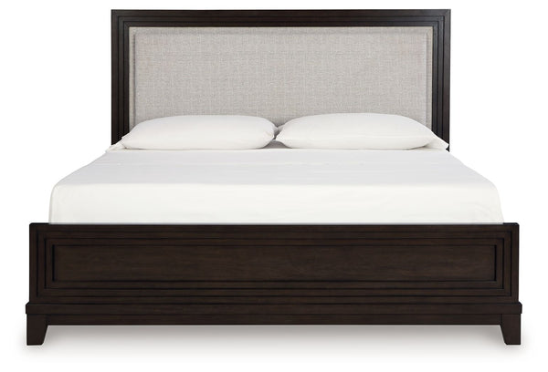 Neymorton - Dark Grayish Brown - Queen Upholstered Panel Bed