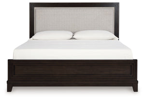 Neymorton - Dark Grayish Brown - California King Upholstered Panel Bed