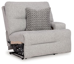 This right-arm facing power recliner is made with Next-Gen Nuvellaâ„¢ (polyester) upholstery. Pairs with other items in the series to make a sectional.<br><br><b>Additional Dimensions</b><br><ul><li>Arm height: 25-"</li><li>Seat depth: 24-"</li><li>Seat h
