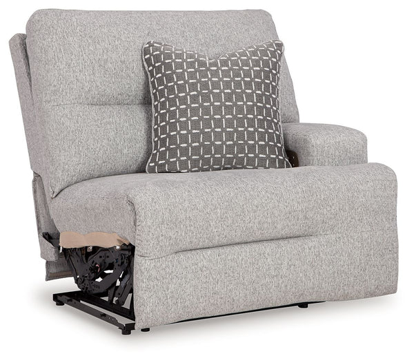 This right-arm facing power recliner is made with Next-Gen Nuvellaâ„¢ (polyester) upholstery. Pairs with other items in the series to make a sectional.<br><br><b>Additional Dimensions</b><br><ul><li>Arm height: 25-"</li><li>Seat depth: 24-"</li><li>Seat h