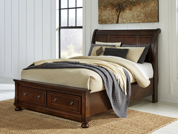 Porter - Rustic Brown - Queen Sleigh Storage Bed