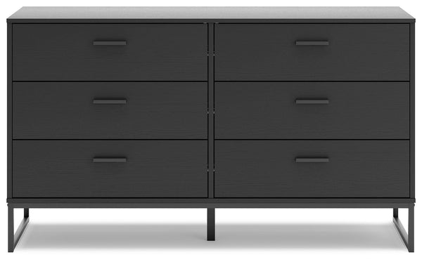 Socalle - Black - Six Drawer Dresser