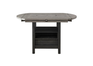 round table with a striking wood veneer top that showcases the natural grain