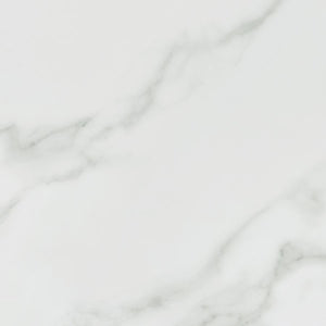  while the white faux marble shelf adds practical storage with a refined aesthetic. Its sturdy metal frame