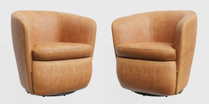 Our timelessly chic Barolo 100% Italian leather swivel chairs feature a classic yet versatile silhouette that fits effortlessly into almost any room. This low-profile barrel seat is wrapped in glove soft leather, offering 360-degree swivel action to allow