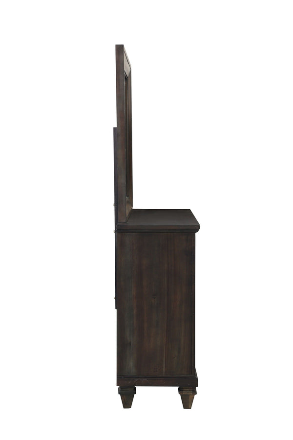  this mirror features a rich walnut finish th