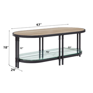 Brantley - Coffee Table - Oak & Sandy Black Finish - Metal - 18"