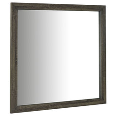 Enhance a stylish bedroom with the addition of a transitional dresser mirror. The framed design adds lightness and reflectivity, perfect for grooming rituals or selecting jewelry for the day ahead. It features a simple, clean-lined frame with a brown oak 