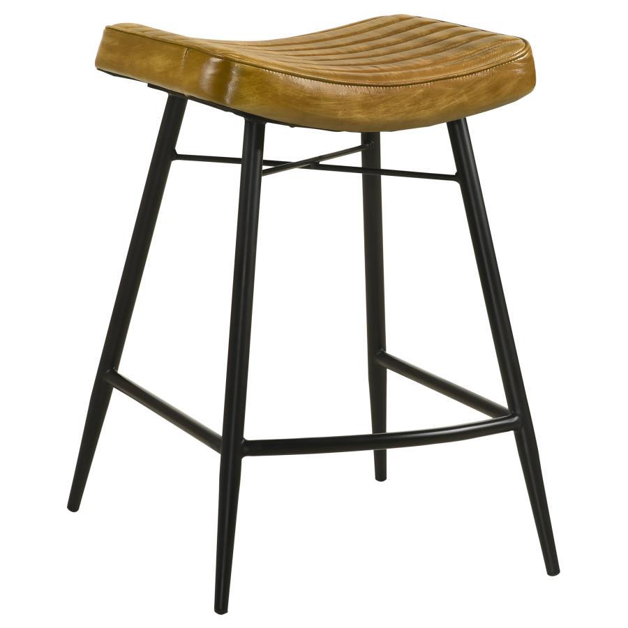 Inject a heavy dose of casual character to your kitchen or bar with the rich antiqued leather upholstery featured on a classic backless stool. Its gently curved seat cradles you in comfort, with channel tufting that adds texture and compelling style. A du