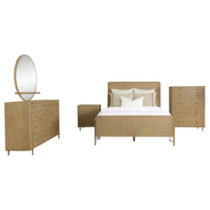  sand wash finish across its woven cane panel bed and matching pieces. Woven cane panels offer a vintage feel along with soft