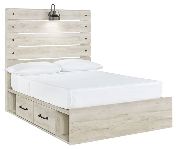 Cambeck - Whitewash - Full Panel Bed with 4 Storage Drawers
