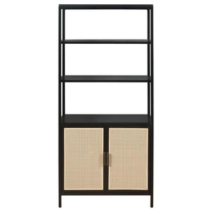 Amherst - 3-Shelf Radio Weave Cane Metal Accent Cabinet - Black