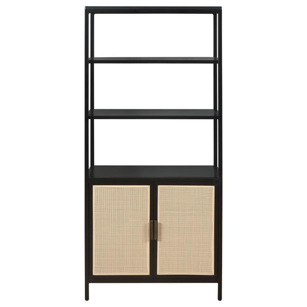 Amherst - 3-Shelf Radio Weave Cane Metal Accent Cabinet - Black