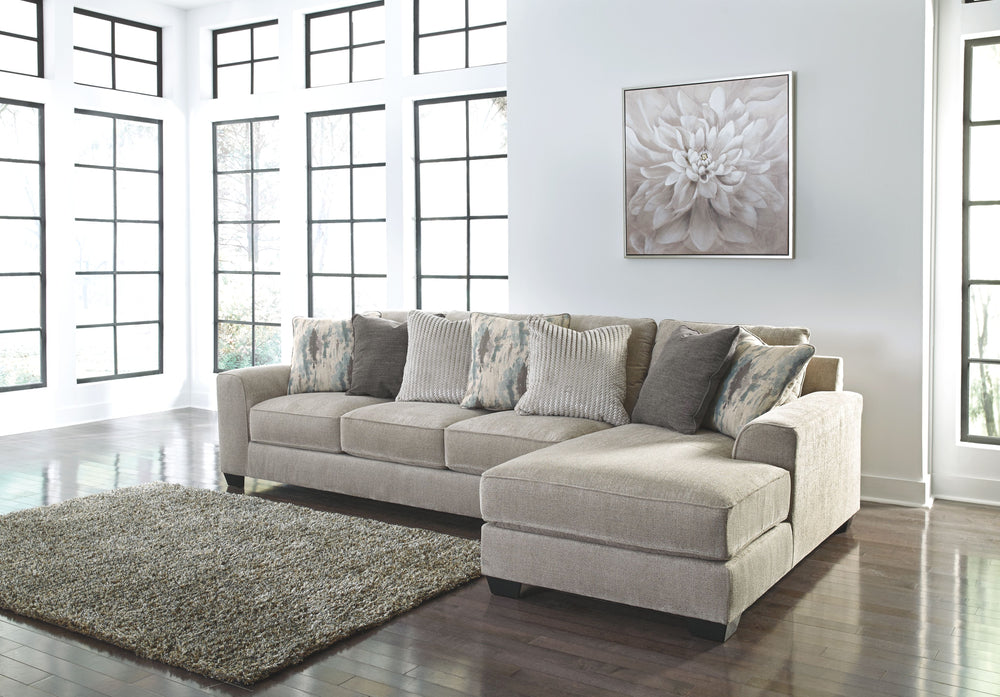 Plush and posh, this large sectional delights with deep comfort. Itâ€™s casually styled with big, roomy seats and modern textured chenille upholstery. Youâ€™ll find comfort in its soft back and reversible seat cushions. Guests are sure to fight over who w